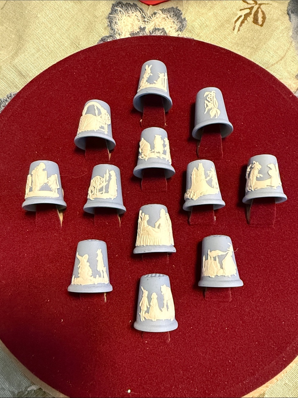 Wedgwood Pale Blue and White Jasperware Thimble Collection